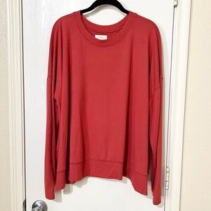 Lucky Brand Brick Red Woman’s Popover Boxy Sweater Crewneck Size XXL